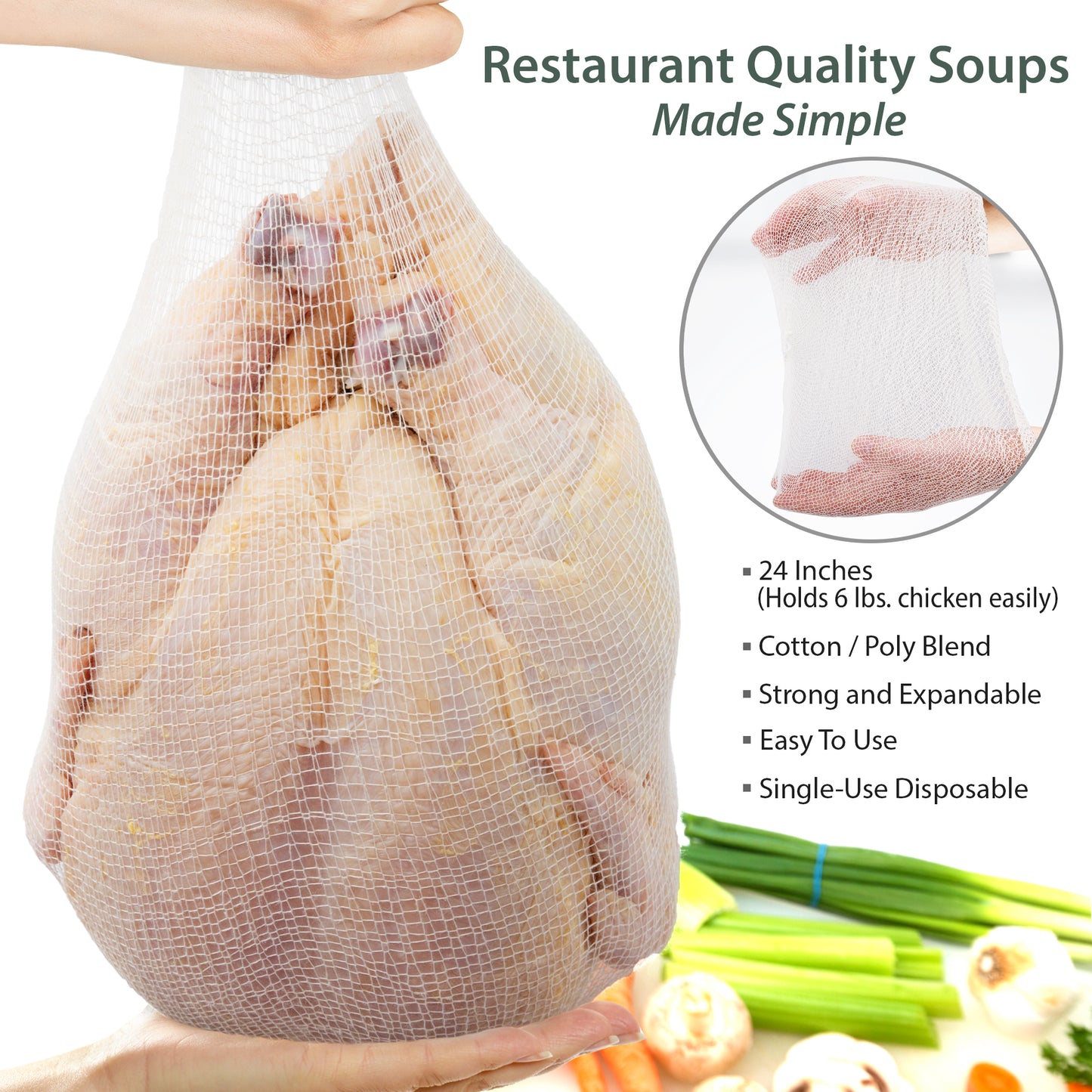 Eselect 24” Soup Bags - Pack of 25, Cooking Bags for Making Flavorful Soup Stock, Broth & Stew, Clam Bags, Steamer & Boiling Bags, Food Storage Bags
