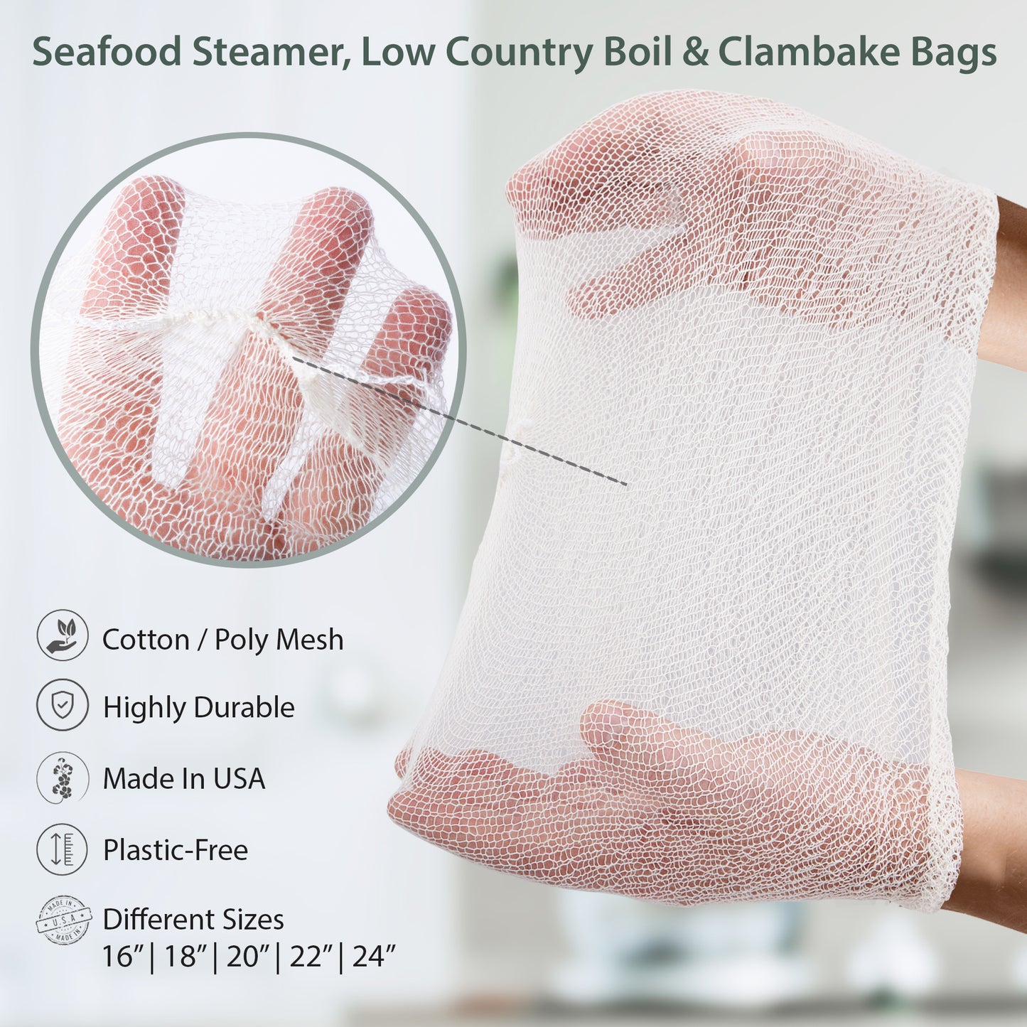 Eselect 20" Seafood Boil & Steamer Bags - Pack of 100, Seafood Boiling Bags for Crab, Crawfish, Shellfish - Low Country Boil, Clambake, Crab Boil, Soup Bags, Vegetable Storage Bags