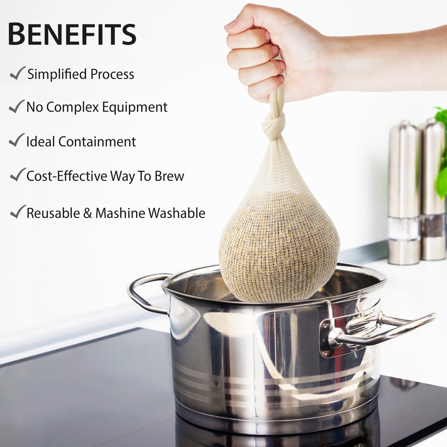 Eselect 11" (50 Pack) Hops, Grain & Spice Beer Brewing Bags Cotton Mesh Steeping Bags for Beer Wine, Cider, Tea, Soups & Nut Milk, Hops & Grain Socks for Dry Hopping for Micro Brewing or Homebrewing