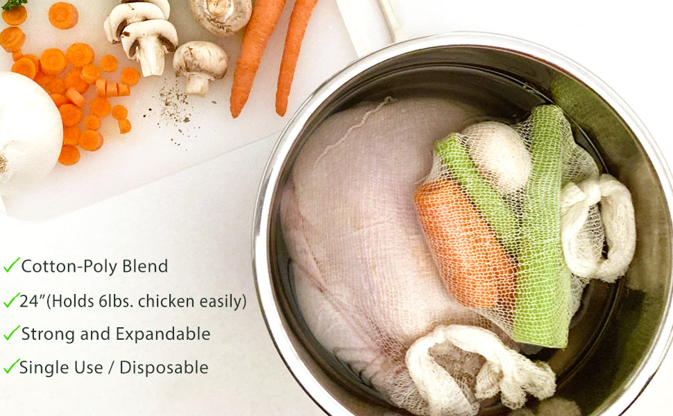 Eselect 24” Soup Bags - Pack of 10, Cooking Bags for Making Flavorful Soup Stock, Broth & Stew, Clam Bags, Steamer & Boiling Bags, Food Storage Bags