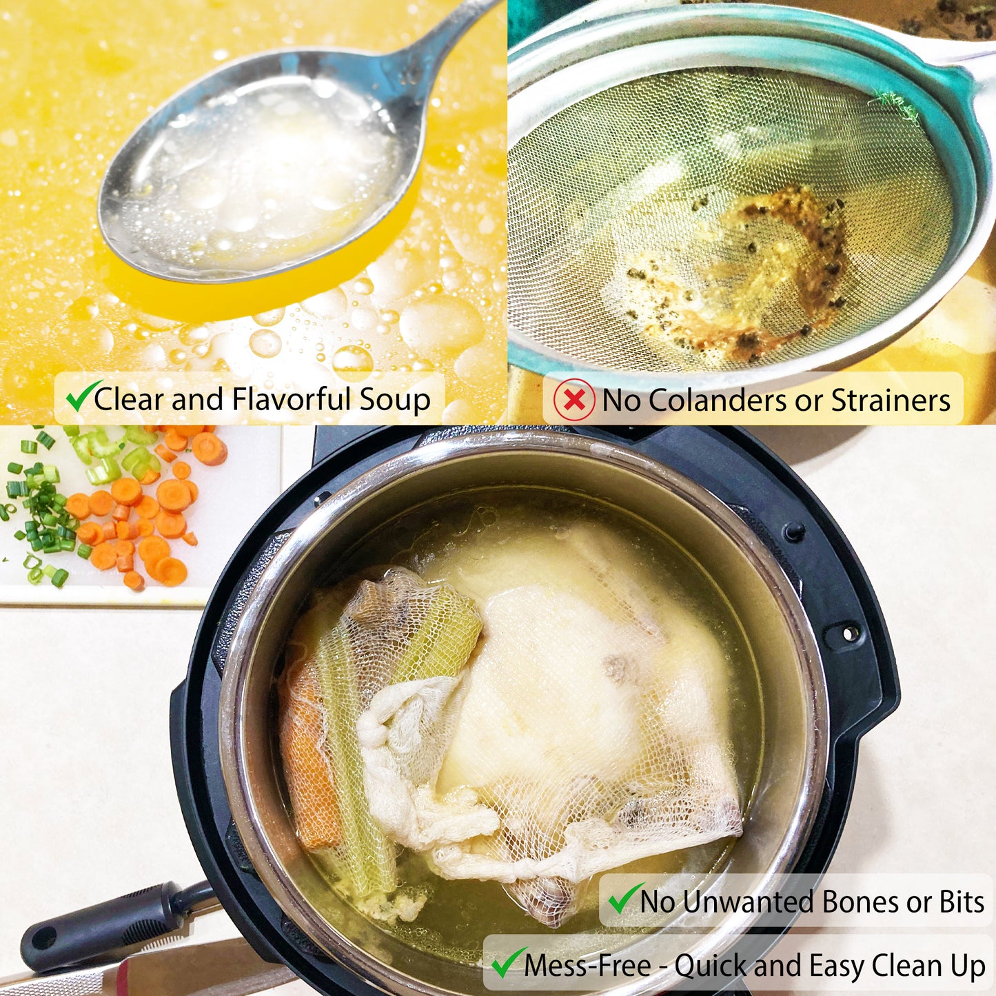 Eselect 24” Soup Bags - Pack of 10, Cooking Bags for Making Flavorful Soup Stock, Broth & Stew, Clam Bags, Steamer & Boiling Bags, Food Storage Bags