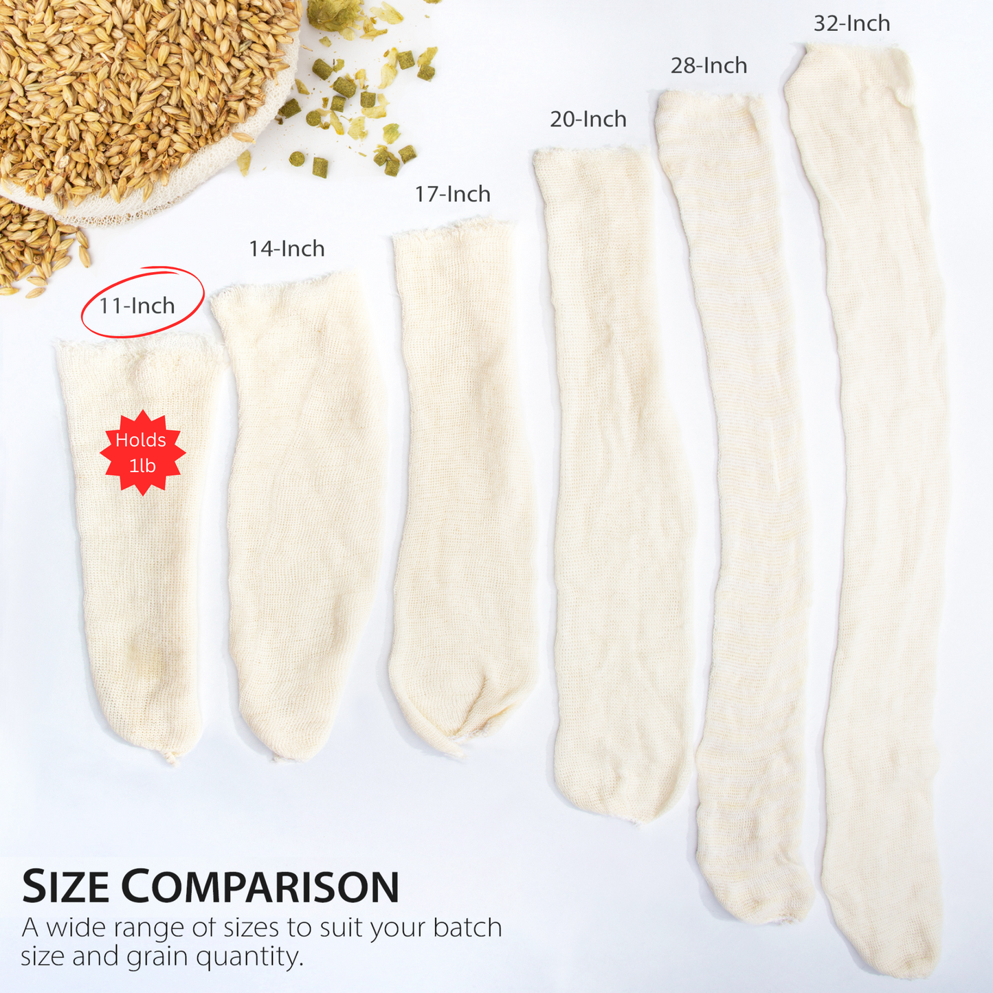 Eselect 11" (100 Pack) Hops, Grain & Spice Beer Brewing Bags Cotton Mesh Steeping Bags for Beer Wine, Cider, Tea, Soups & Nut Milk, Hops & Grain Socks for Dry Hopping for Micro Brewing or Homebrewing