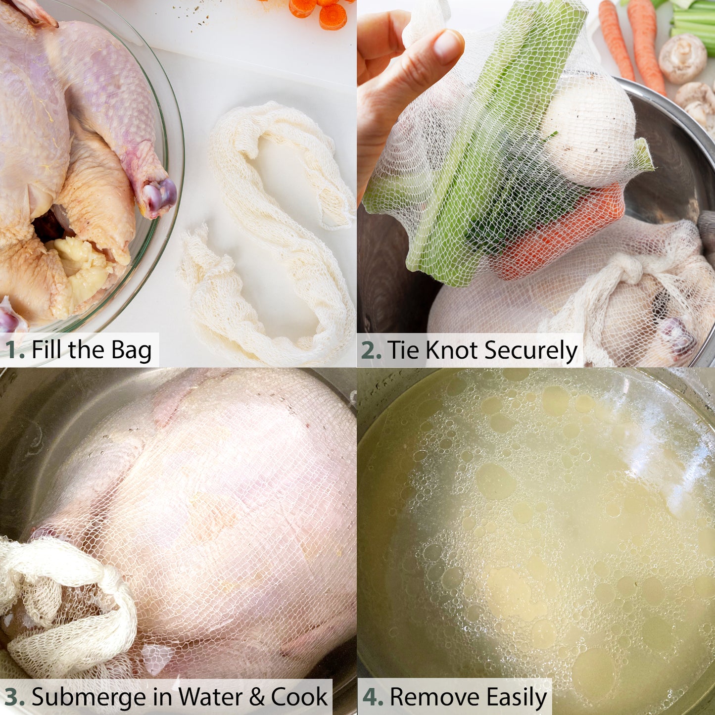 Eselect 24” Soup Bags - Pack of 10, Cooking Bags for Making Flavorful Soup Stock, Broth & Stew, Clam Bags, Steamer & Boiling Bags, Food Storage Bags