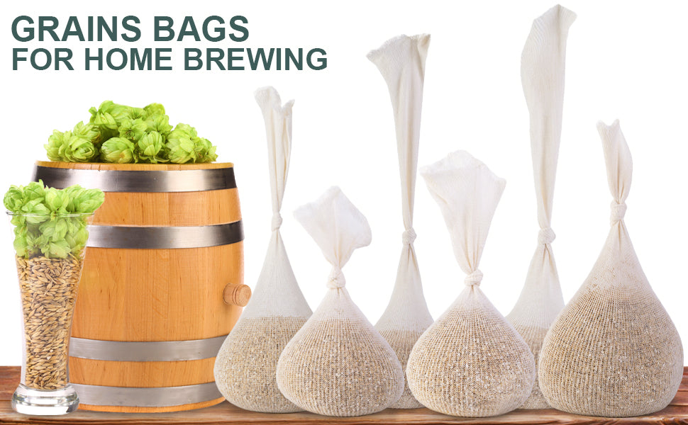 Eselect 11" (25 Pack) Hops, Grain & Spice Beer Brewing Bags Cotton Mesh Steeping Bags for Beer Wine, Cider, Tea, Soups & Nut Milk, Hops & Grain Socks for Dry Hopping for Micro Brewing or Homebrewing