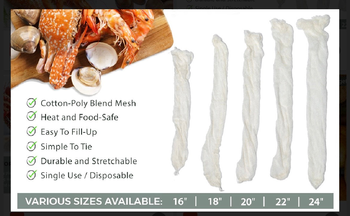 Eselect 24" Seafood Boil & Steamer Bags - Pack of 25, Seafood Boiling Bags for Crab, Crawfish, Shellfish - Low Country Boil, Clambake, Crab Boil, Soup Bags, Vegetable Storage Bags